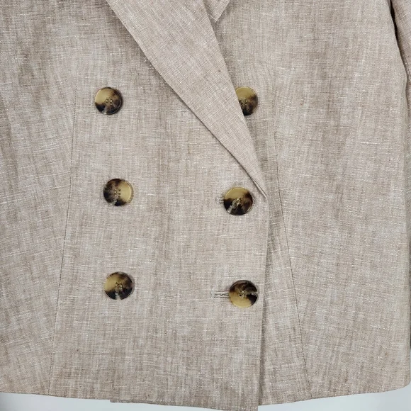 Talbots Cropped 100% Linen Blazer Neutral Flax Tan Size 12P NWT - Picture 5 of 8
